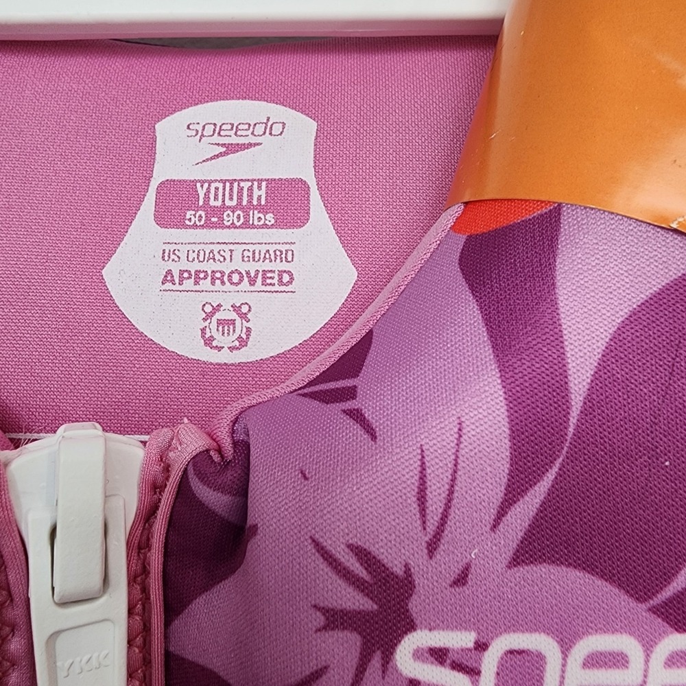 Brand New With Tags Speedo Life Vest Girls Junior 50-90 Ilbs. Adjustable Straps - Picture 4 of 8